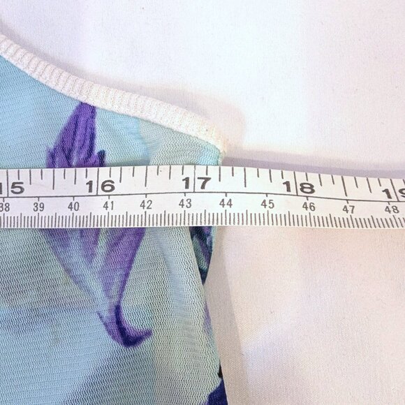 BCBGeneration | Botanical Lace Insets Tank Top in Aquashell Multi	| Size Medium - Picture 9 of 10